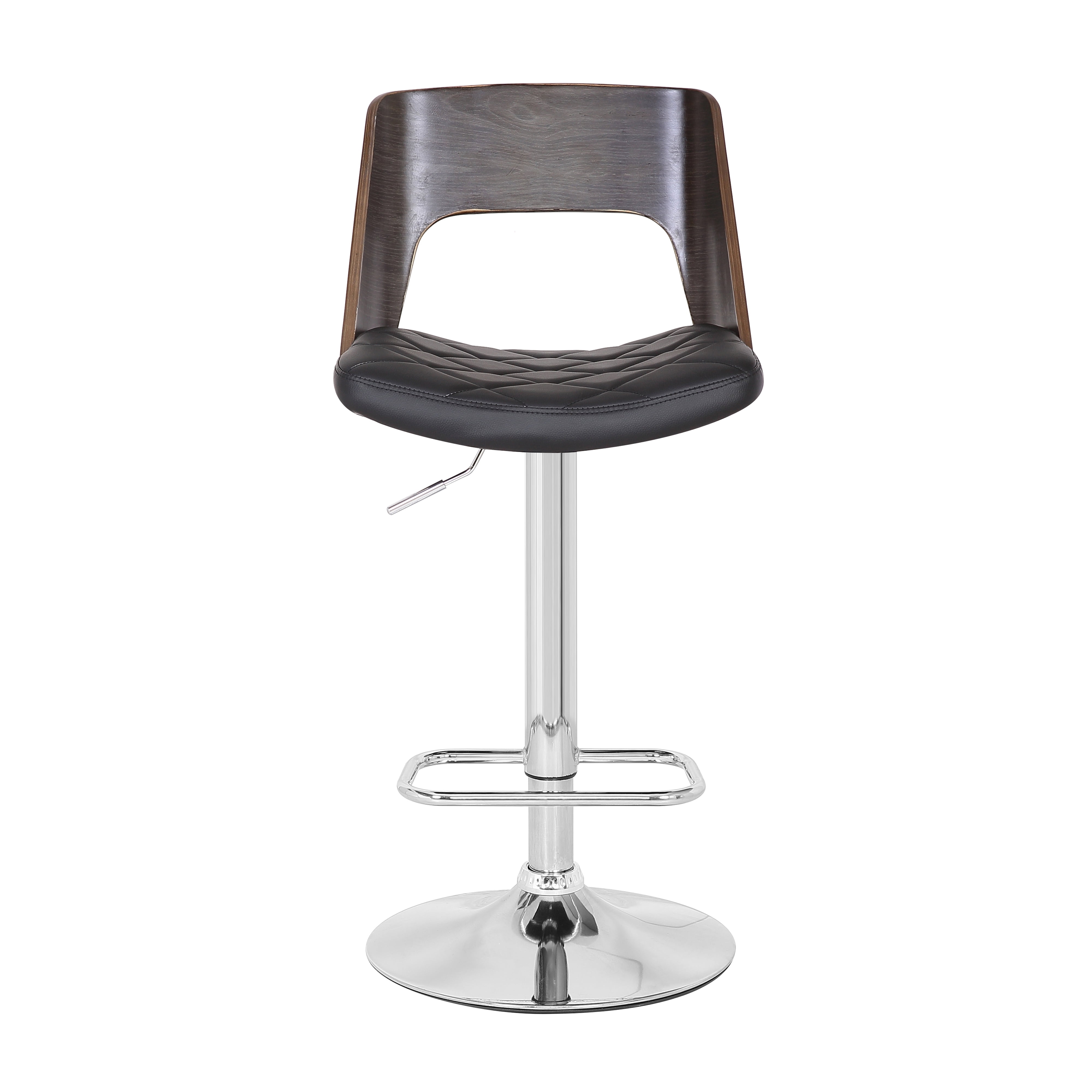 Bentwood Contemporary Modern Stylish Wood Back Adjustable Swivel Bar Stool with Diamond Quilted Finish Curved Seat and Back, Weathered Oak