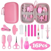 Qissep Baby Healthcare and Grooming Kit,16 in 1 Baby Grooming Kit with Nail File,Hair Brush Comb,Toothbrush,Nasal Aspirator,Baby Essentials as a Newborn,Best Gifts for Infant Girls Boys,Pink