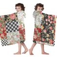 thumbnail image 4 of Pioneer Flower Floral Print Pattern Hooded Bath Towel，50"x30" for Ages 3 To 12 Kids, Quick Dry Lightweight Soft Microfiber Hood Beach Towel Cover Up for Kids, 4 of 7