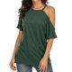 thumbnail image 2 of Camiseta de mujer Blusa de manga corta con hombros descubiertos de verano Top suelto, Verde, S Inevent AP001354-06, 2 of 5