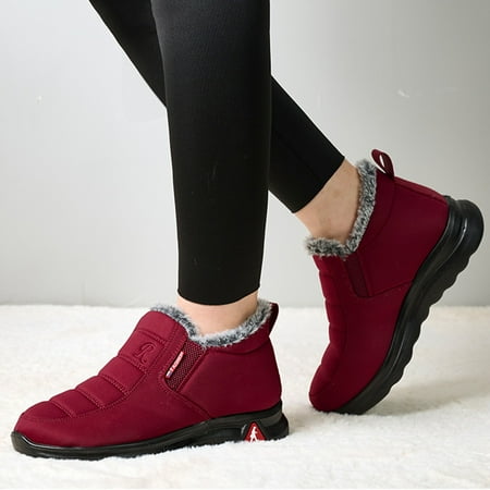 

yinguo couples mens womens boots slip on winter flat splashing plus velvet warm short snow boots