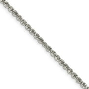 2.5mm Sterling Silver Solid Rope Chain Necklace, 22 Inch