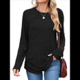 thumbnail image 2 of Suéteres de Mujer, Camisas de Larga, Moda de Otoño, Blusas de Moda, Conjuntos Fruncidos, Ropa de Invierno Negro L, 2 of 9