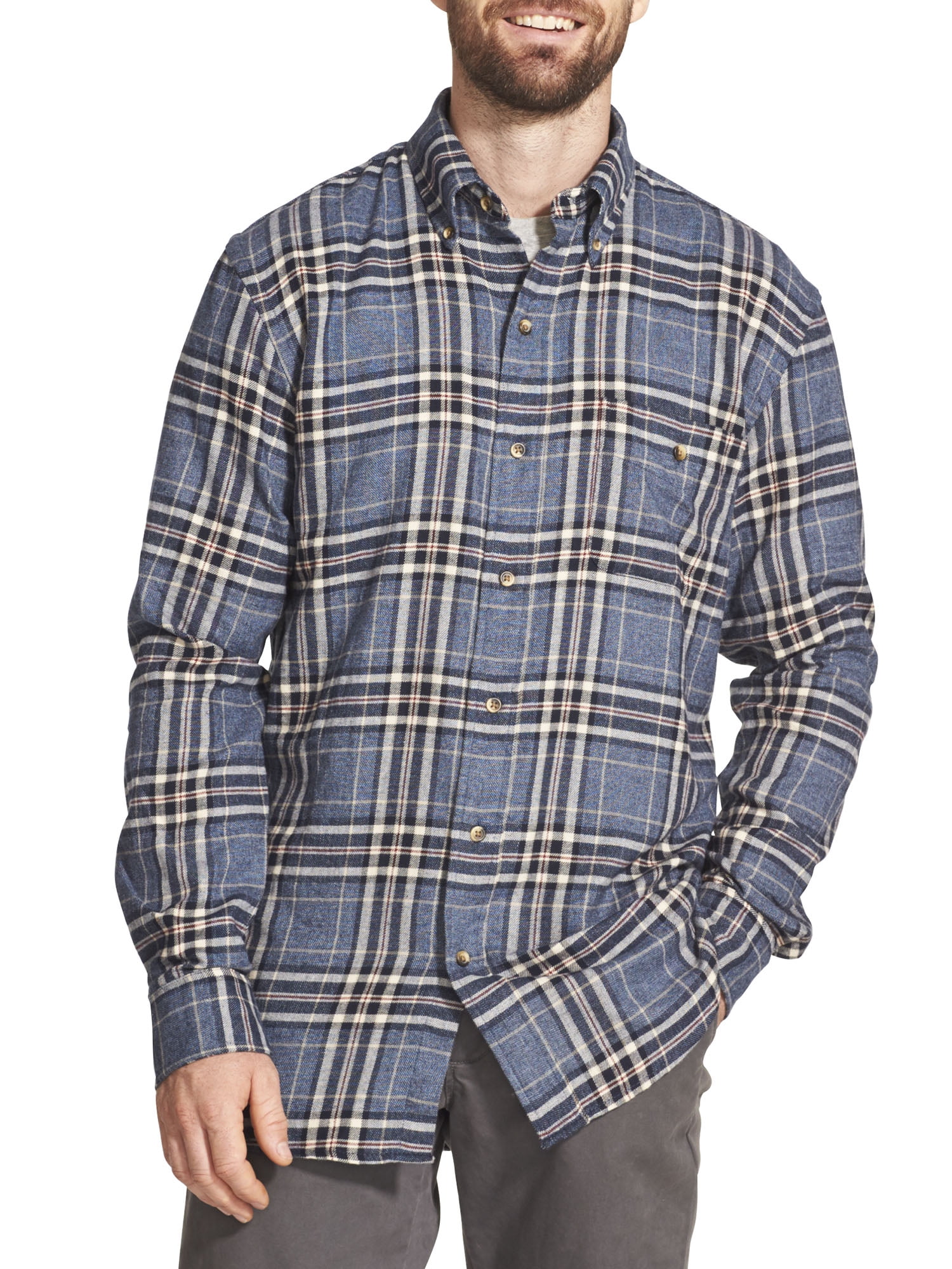Men's Saranac Flannel Long-Sleeve Button-Down Shirt ...