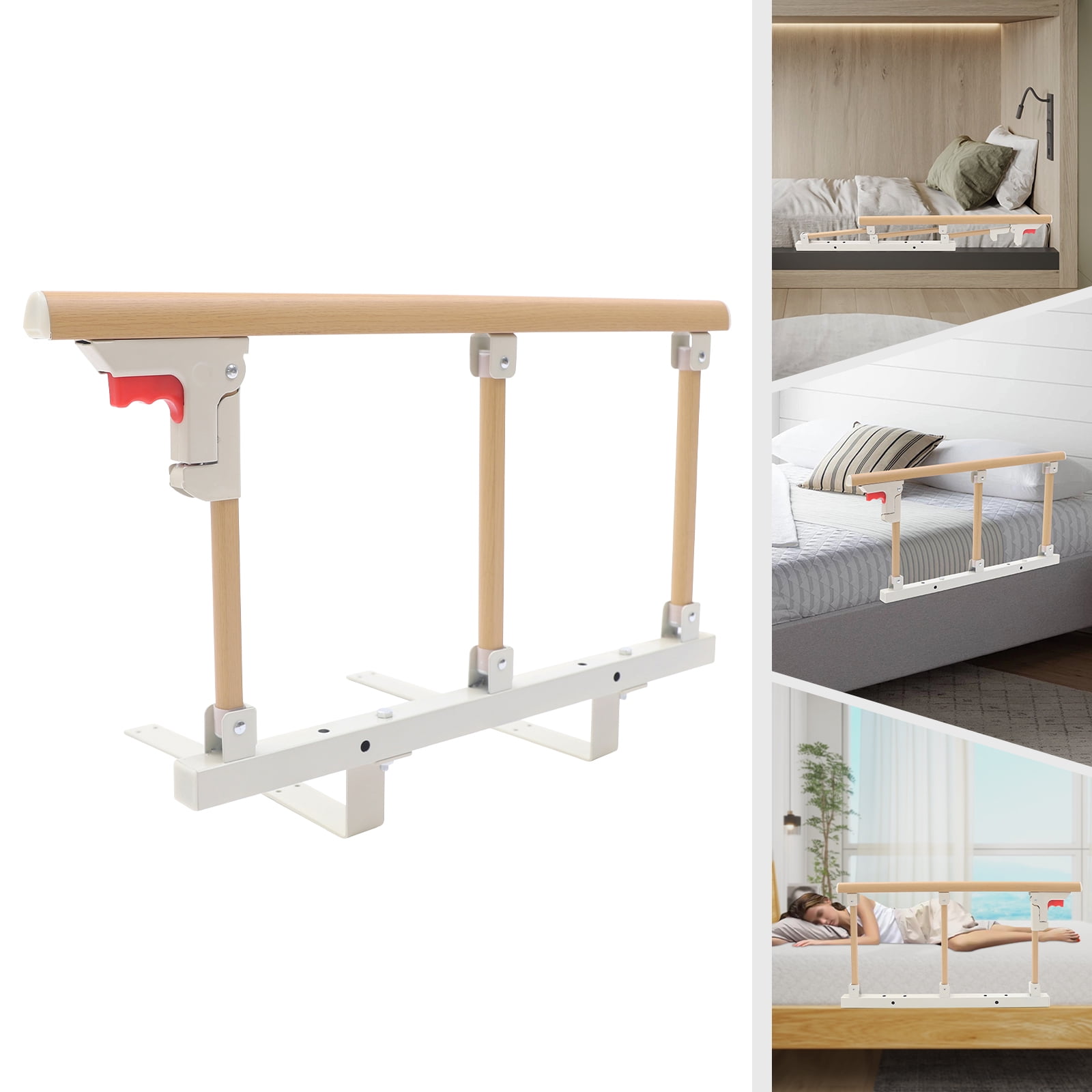 WenDissy 15.75in Height Aluminum Alloy Foldable Bed Rail Guard, Easy Installation Sturdy Anti-Fall Bed Side Support for Home Bed