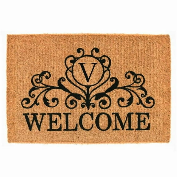 Calloway Mills Kingston Welcome Outdoor Doormat 3' x 6' x 1.5" (Letter V)