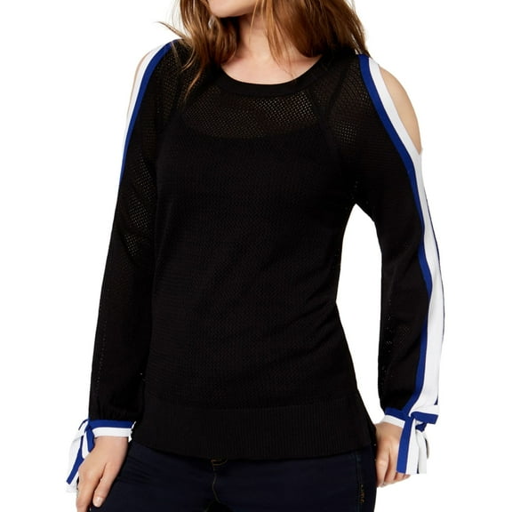 I.N.C Womens Cold-Shoulder Pullover Sweater, Black, Medium