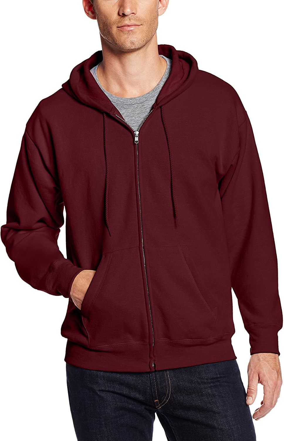 hanes men's ecosmart fleece full zip hooded sweatshirt