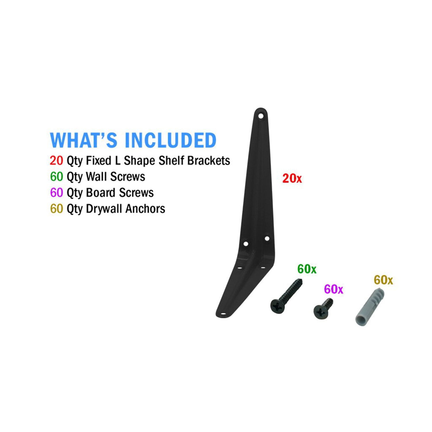 Nuk3y 5"x 6" L Shape Heavy Duty Shelf Bracket with Screws, 20 Pack