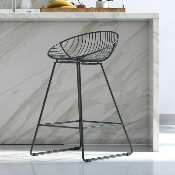 CosmoLiving by Cosmopolitan Ellis 24" Metal Counter Height Bar Stool, Black