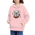 thumbnail image 3 of Xoenoiee Cosy Hoodies for Kids with Front Kangaroo Pocket Cute Branch Koala Pink Print Girls Pullover Sweater Long Sleeve Winter Clothing Loose Athletic Wear, S, 3 of 7