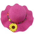 thumbnail image 4 of Avolia Children Sun Hat Straw Plaited Floral Motif Outdoor Play Beach Cap with Wide Brim Hot Pink One Size, 4 of 4
