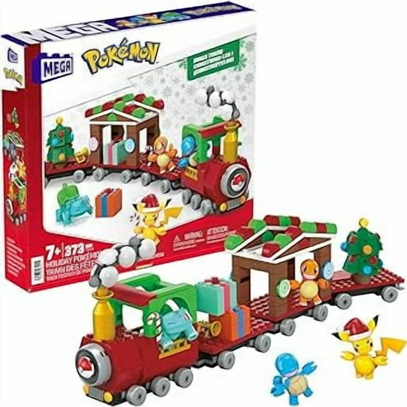 Pokémon Building Toys Set Holiday Train with 373 Pieces, 4 Articulated and Poseable Characters and Surprises, for Kids (Exclusive)