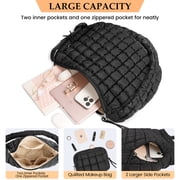 Puffer Tote Bags Adjustable Shoulder Strap Black