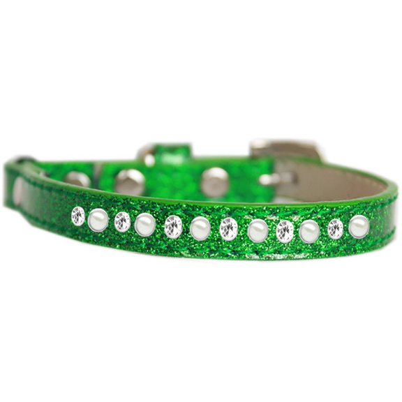 Cat Safety Ice Cream Collar, "One Row Pearl Clear Crystal"