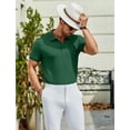 thumbnail image 3 of Polo COOFANDY para hombre, corte ajustado, manga corta, verde, 3 of 7