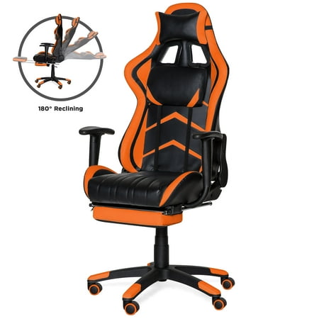 Best Choice Products Ergonomic High Back Executive Office Computer Racing Gaming Chair with 360-Degree Swivel, 180-Degree Reclining, Footrest, Adjustable Armrests, Headrest, Lumbar Support, (Best Office Chair For Psoas)