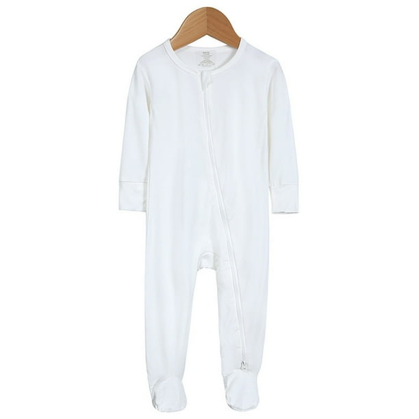 Unisex Bodysuit Baby Girl Clothes Baby Boys Girls Cotton Rompers Footed Pajamas Zipper Long Sleeve Sleeper Jumpsuit Size 12 18 Months White Walmart