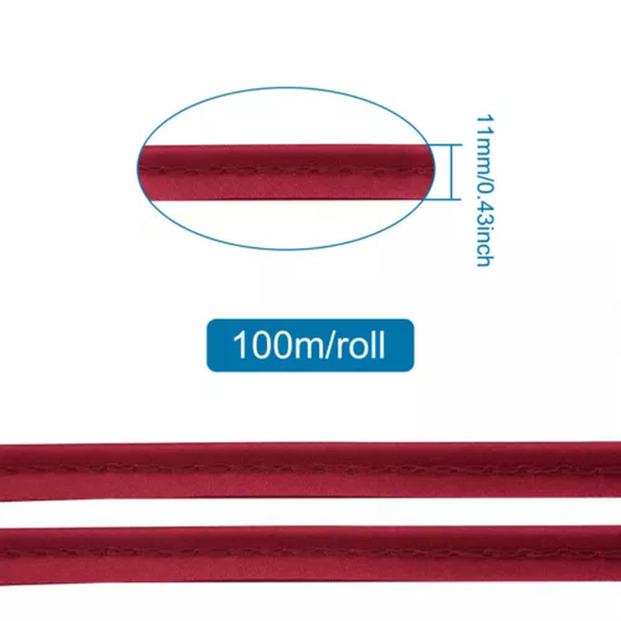 U8MO 109 Yards/roll 3/8 " Polyester Fiber Ribbons Trim Welting Cord for Clothing Sew-Dark Red
