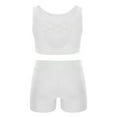 thumbnail image 3 of Nyeemya Kids Girls 2 Piece Dance Outfits Sleeveless Sparkle Rhinestones Gymnastics Sports Crop Tops with Shorts White 6, 3 of 6