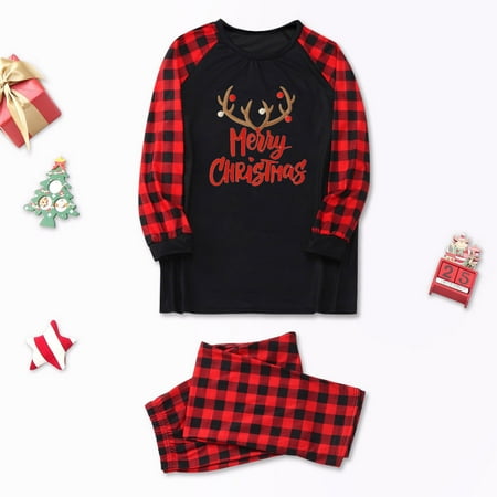

Cntydi Pajamas for Women Gifts Parent-child Warm Christmas Set Printed Home Wear Pajamas Two-piece Mom Set