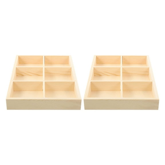 HEATSHAKING Compact Wooden Storage Box Light Yellow 2Pcs 9.4X6.3X1.2In