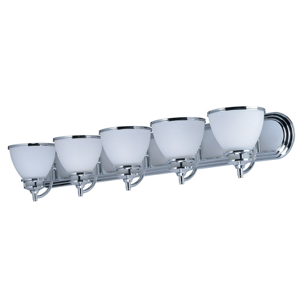 Bathroom Vanity 5 Light Bulb Fixture With Polished Chrome Finish Steel Material MB Bulbs 36 inch
