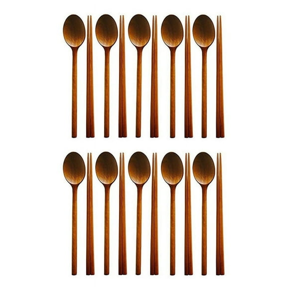 Handmade Jujube Tree Wooden Korean Dinnerware Combinations Utensil,10 Set of Spoons and Chopsticks