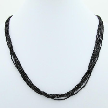 GlassOfVenice Murano Glass Six Strand Seed Bead Necklace - Midnight Black