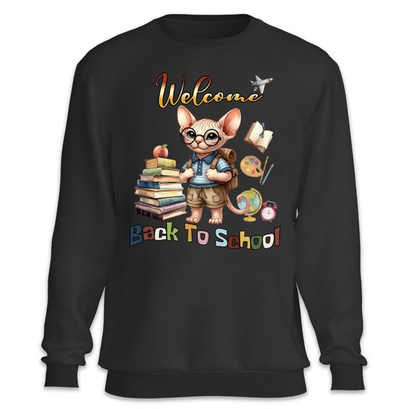 Welcome Sphynx Back to School Vintage Retro Sweatshirt Unisex Merch Cat Lover Kitten Owner Gifts Idea - 02012