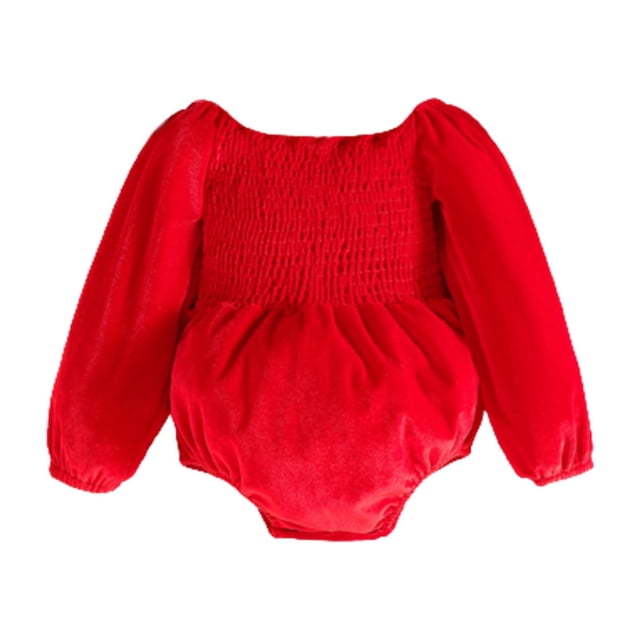 TopLLC Combinaison pour Fille Ma Première Robe de Noël en Velours Smocké Robe d'Automne Hiver Robe de Noël Robe d'Anniversaire Combinaisons