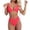 R180/Watermelon Red, variant on Vividxx Women's Bikini Sets Solid V Neck Knot Front Push Up High Leg Thong Two Piece Swimsuit Summer Comfortable Vacation Beachwear