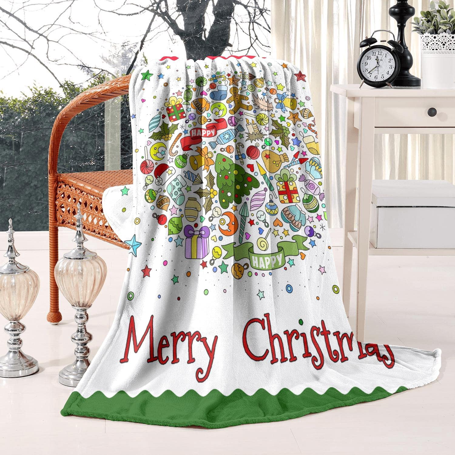 Funny Christmas Blanket for Kids, Lightweight Soft Cozy Unisex Christmas Flannel Throw Blankets 50x60Inches