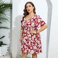 thumbnail image 2 of OBEEII Womens Plus Size Dresses Summer Short Sleeve V Neck Skirts Oversize Wedding Guest Dress A-line Formal Cocktail Swing Dress 4XL Red, 2 of 9