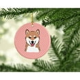 thumbnail image 2 of Carolines Treasures BB1225CO1 Checkerboard Pink Shiba Inu Ceramic Ornament  3 in multicolor, 2 of 3