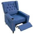 thumbnail image 6 of Waytrim Wingback Tufted Cotton Vintage Living Room Recliner Chair, Blue, 6 of 9