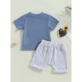 thumbnail image 2 of Trajes Para Bebé NiñO Camiseta De Manga Corta Con Estampado De Letras + Shorts De Cintura EláStica XBTCLXEBCO Azul;6-12 Meses, 2 of 5