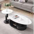 thumbnail image 3 of NEW Modern Nesting Coffee Table Set of 2 End Table for Living Room, Oval and Round Table Set, 3 of 10
