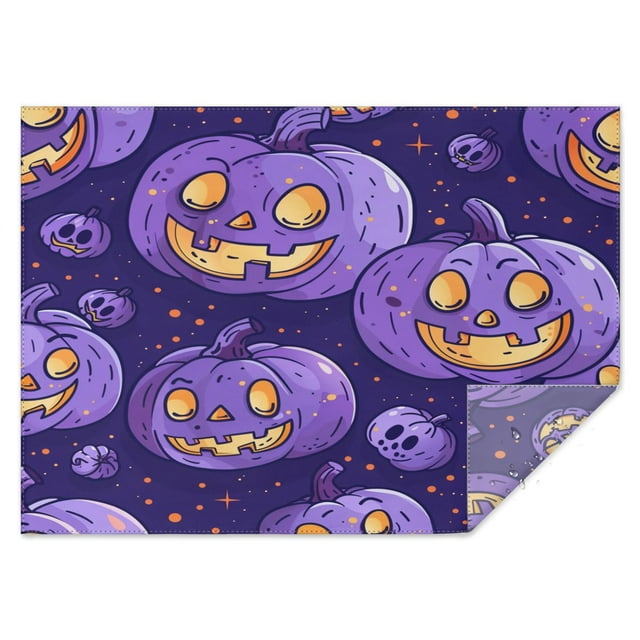 Rectangle Table Clothes Purple Pumpkin Skull Happy Halloween Table Cloth,Pattern Washable Table Cloths for Picnic Party Halloween Fall Thanksgiving Christmas
