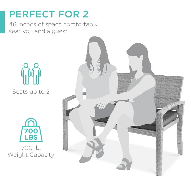 Best Choice Products 2-Person Wicker Bench, 700lb Capacity photo 6