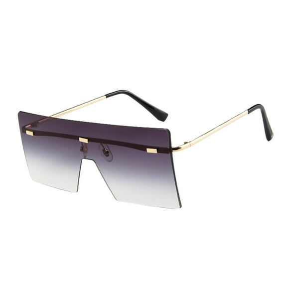 Tiqkatyck Sunglasses Womens Clearance, Big Square Rimless Sunglasses Women Men Vintage Metal Oversize Shade Eyewear, Sunglasses Men, Blue Light Glasses for Woman Dark Gray