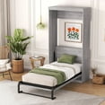 thumbnail image 3 of Harper & Bright Designs Twin Size Wood Murphy Bed, Cabinet Beds Foldable Wall Bed Frame for Guest Room Home Office, Gray, 3 of 13