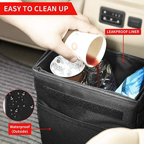 Leakproof Garbage With Lid QUARKACE Car Trash Can Collapsible Bin Removable 