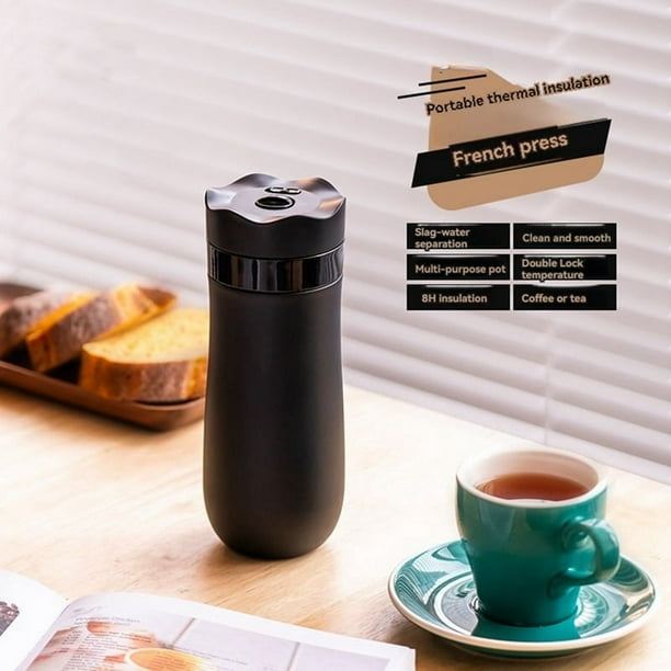 Portátil de Prensa Francesa de Viaje Cafetera de Doble Pared de Acero Inoxidable con Aislamiento Al Vacío Cafetera y Tetera 320ML B