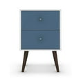 thumbnail image 2 of Manhattan Comfort Liberty Mid Century - Modern Nightstand 2.0 with 2 Full Extension Drawers in White and Aqua Blue with Solid Wood Legs, 2 of 7