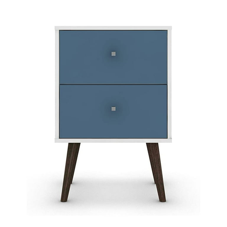 Manhattan Comfort Liberty Mid Century - Modern Nightstand 2.0 with 2 Full Extension Drawers