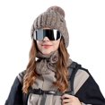 thumbnail image 1 of Adult Warm Hat Bib Two Piece Set Knitted Woolen Ear Protector for Outdoor Riding Winter Accessories, 1 of 4