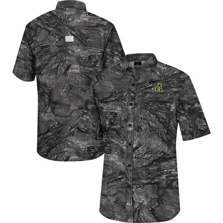 Men s Colosseum Charcoal Appalachian State Mountaineers Realtree Aspect Charter Full-Button Fishing Shirt
