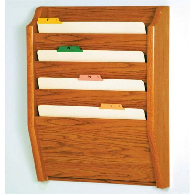Scranton & Co 4 Pocket Legal Size Wall File Holder in Medium Oak
