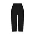 thumbnail image 6 of Lumtrix Capri Pants For Women -Below Knee Length High Waisted Stretch Bermuda Shorts With Pockets Summer Yoga Petite Cropped Pants Black M, 6 of 9
